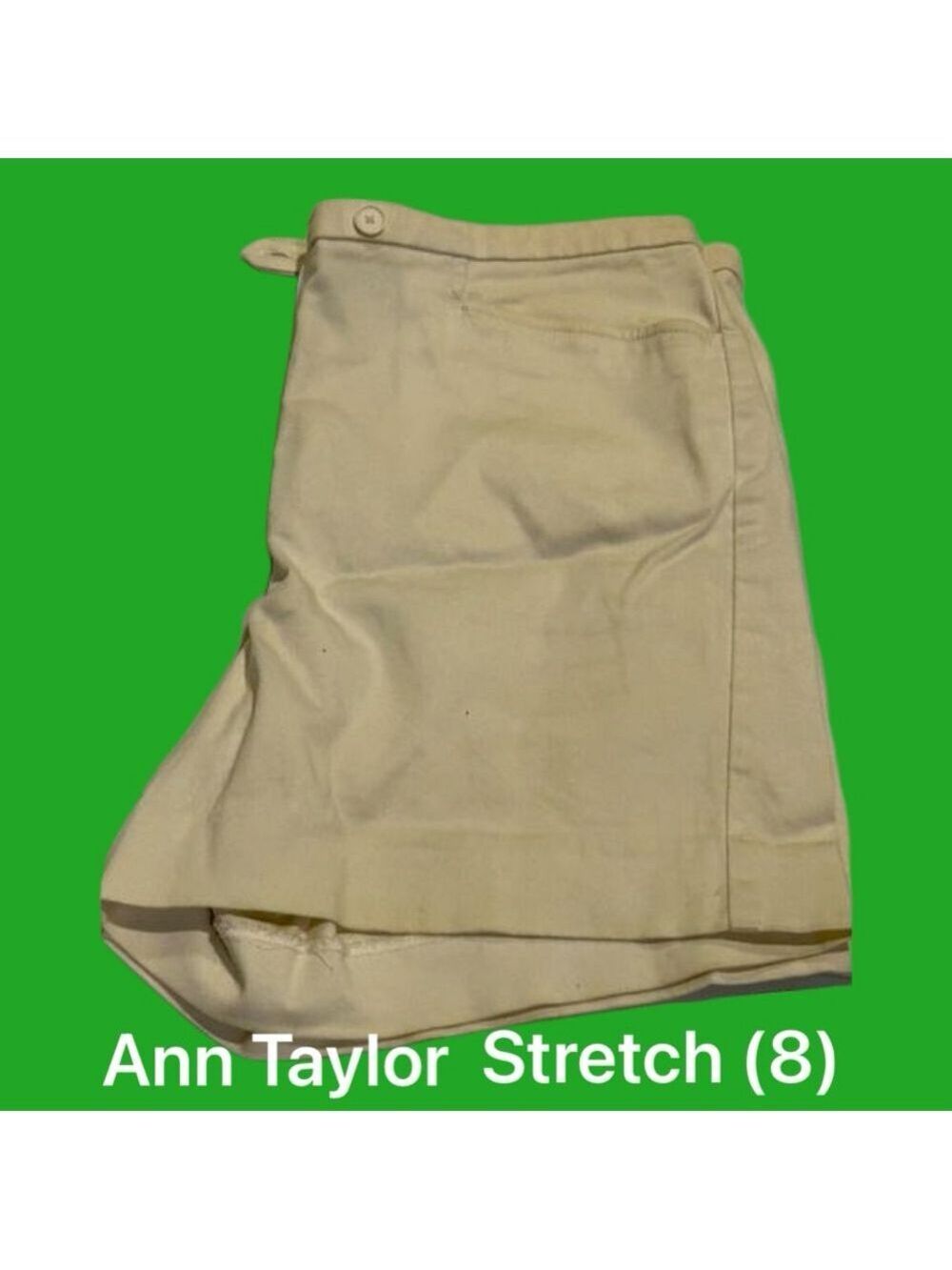 Ann Taylor Stretch Flat Front Shorts Cream Ivory Off-White Size 8 EUC - Picture 7 of 7